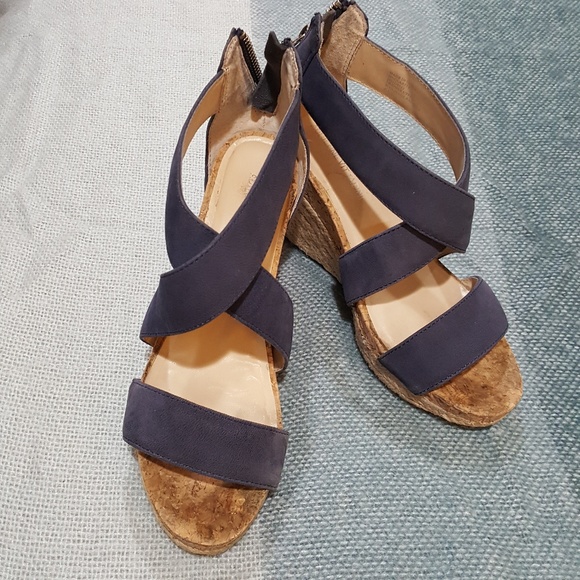 Adrienne Vittadini Shoes - Adrienne Vittadini Navy WedgeSandal Size 6M